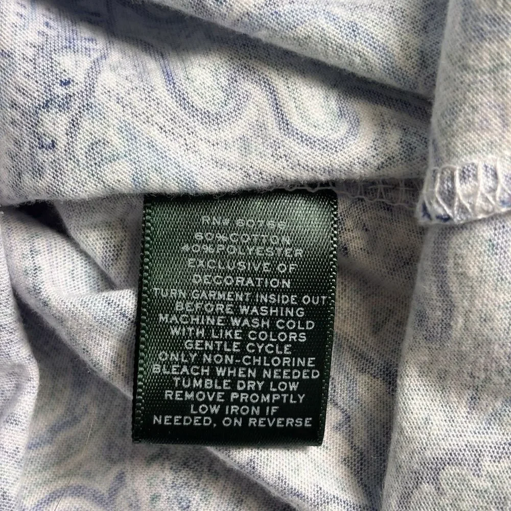 Lauren Ralph Lauren Sleepshirt Womens S Blue Knit Embroidered Button Sleepwear